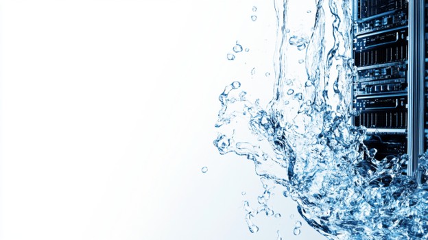 Coolant cascading over a server rack during immersion cooling